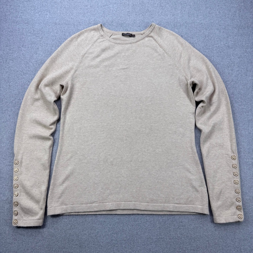 J McLaughlin Sweater Womens S Button Cuff Crew Neck Raglan Cotton Modal Blend